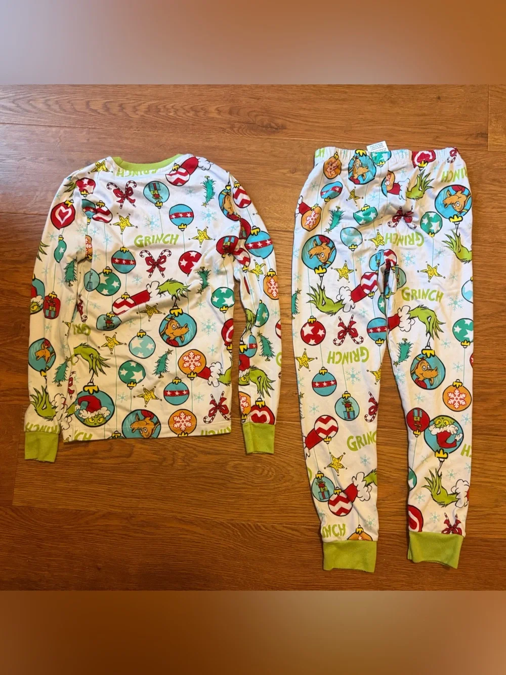 The Grinch Dr. Seuss Christmas Ornament 2-Piece Pajama Set Kids Size 8